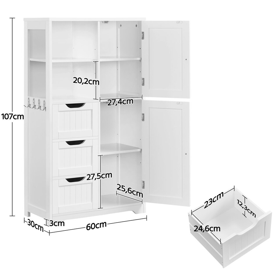 image 1 of Yaheetech Bathroom Storage Unit with Open Compartments White White