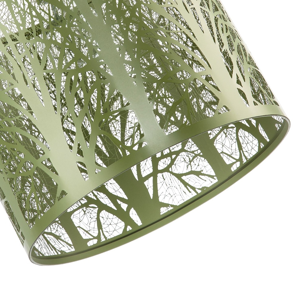 image 1 of Unique and Beautiful Olive Green Metal Forest Design Pendant Shade