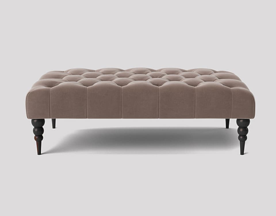 image 1 of Alyana 180cm Rectangle Ottoman Bench with Wooden Legs- Grey Plush Velvet Chesterfield Upholstered Footstool