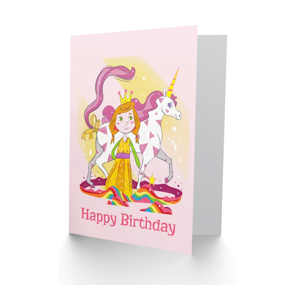 image 1 of Unicorn Princess Girls Magic Birthday Greeting Card