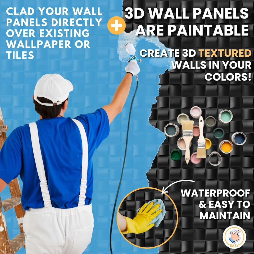 image 1 of NOVECRAFTO Lattice Effect 3D Wall Panels – 6 Sheets Covering 1.5m² | 16.15ft² Interior Cladding Set | Square Grid Design – Each Panel 50x50cm | Grey