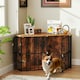 image 1 of PawHut Corner Dog Crate Furniture with 2 Bowls for Small & Medium Dogs