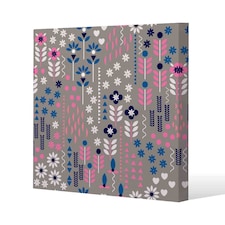 Selection of Flowers in Pink, Blue & White (Canvas Print) / 127 x 127 x 4cm | Multi