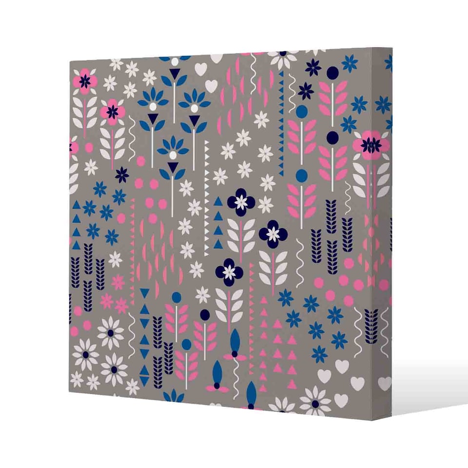 Selection of Flowers in Pink, Blue & White (Canvas Print) / 127 x 127 x 4cm | Multi