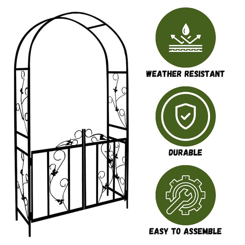 image 1 of Marco Paul 2.1m Steel Frame Garden Arch With Gate