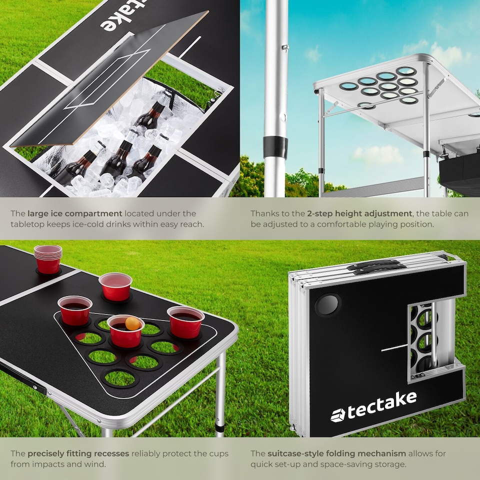 image 1 of Beer Pong Table - height adjustable, foldable, drinks compartment