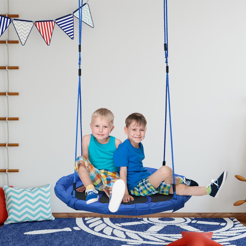 image 1 of HOMCOM Round Swing Kids Game Spin Rope Playground Steel Playroom