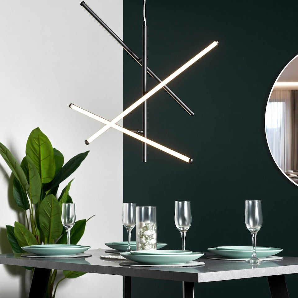 image 1 of BHS Zaha Stick LED Ceiling Pendant | Black | Black | 1