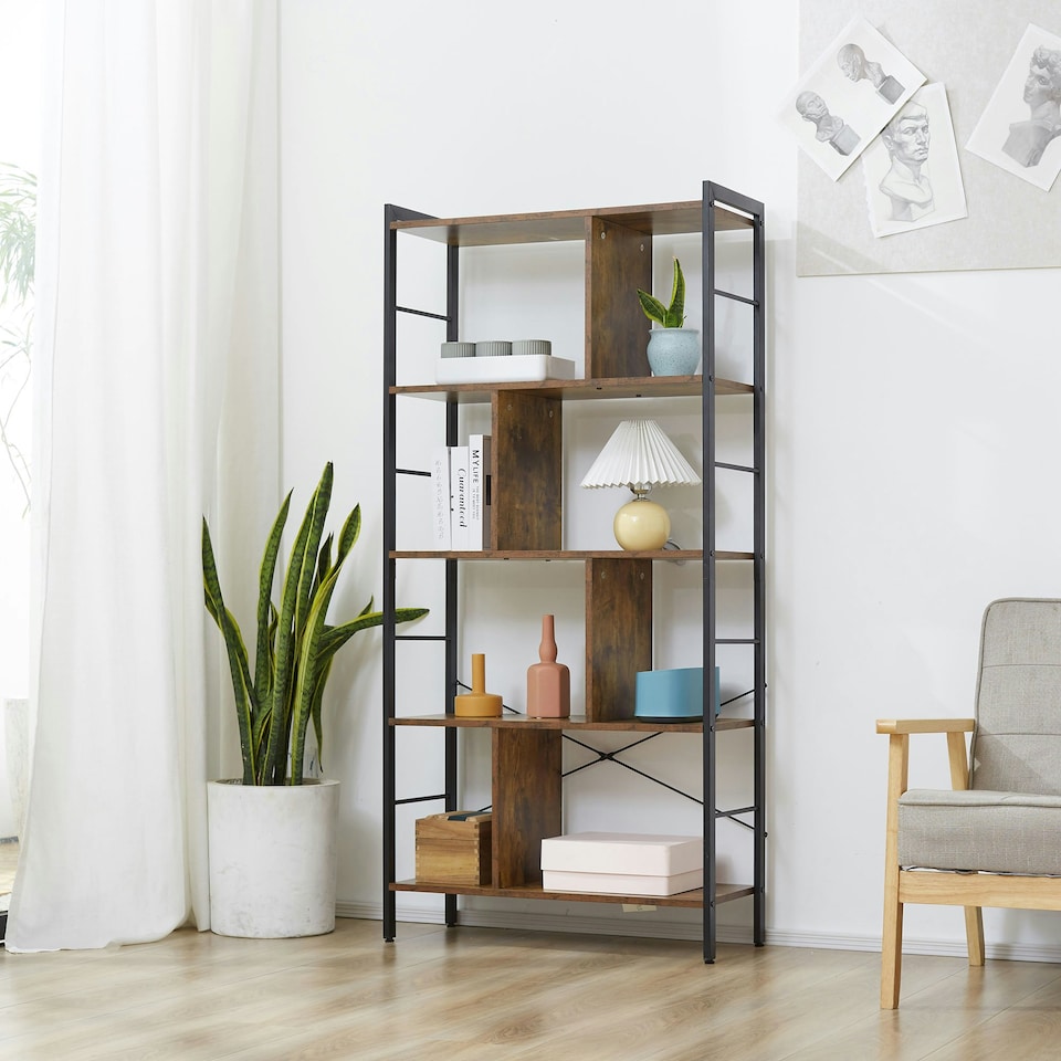 image 1 of HOMCOM Industrial Storage Shelf Bookcase Closet Floor Standing Display Rack