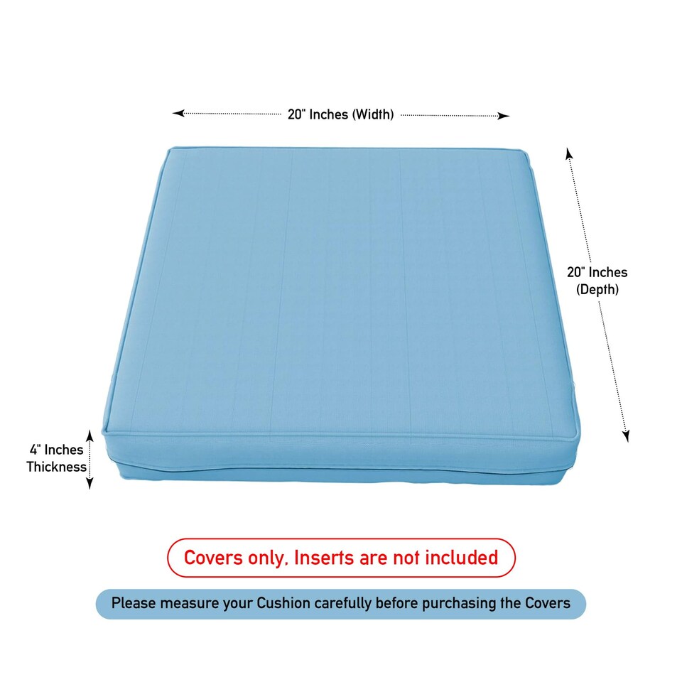 image 1 of Covers&All Square Cushion Slipcover for Patio Couch Sofa Seats Cover only, Pack of 2, 20in D x 20in W, Sky Blue