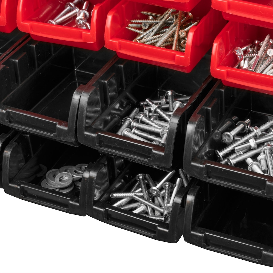 image 1 of KCT 64 Pc Wall Mounted Tool Storage Organiser Rack for Garage Workshop Shed Screw Nut and Bolt DIY Board Bin Mount Tidy Solution