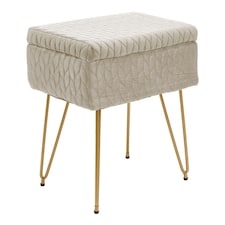 Living and Home Rectangle Upholstered Storage Ottoman Vanity Stool Cream
