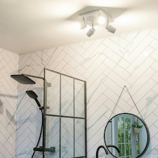 ValueLights Benton White IP44 Square Bathroom Ceiling Light & Bulb White
