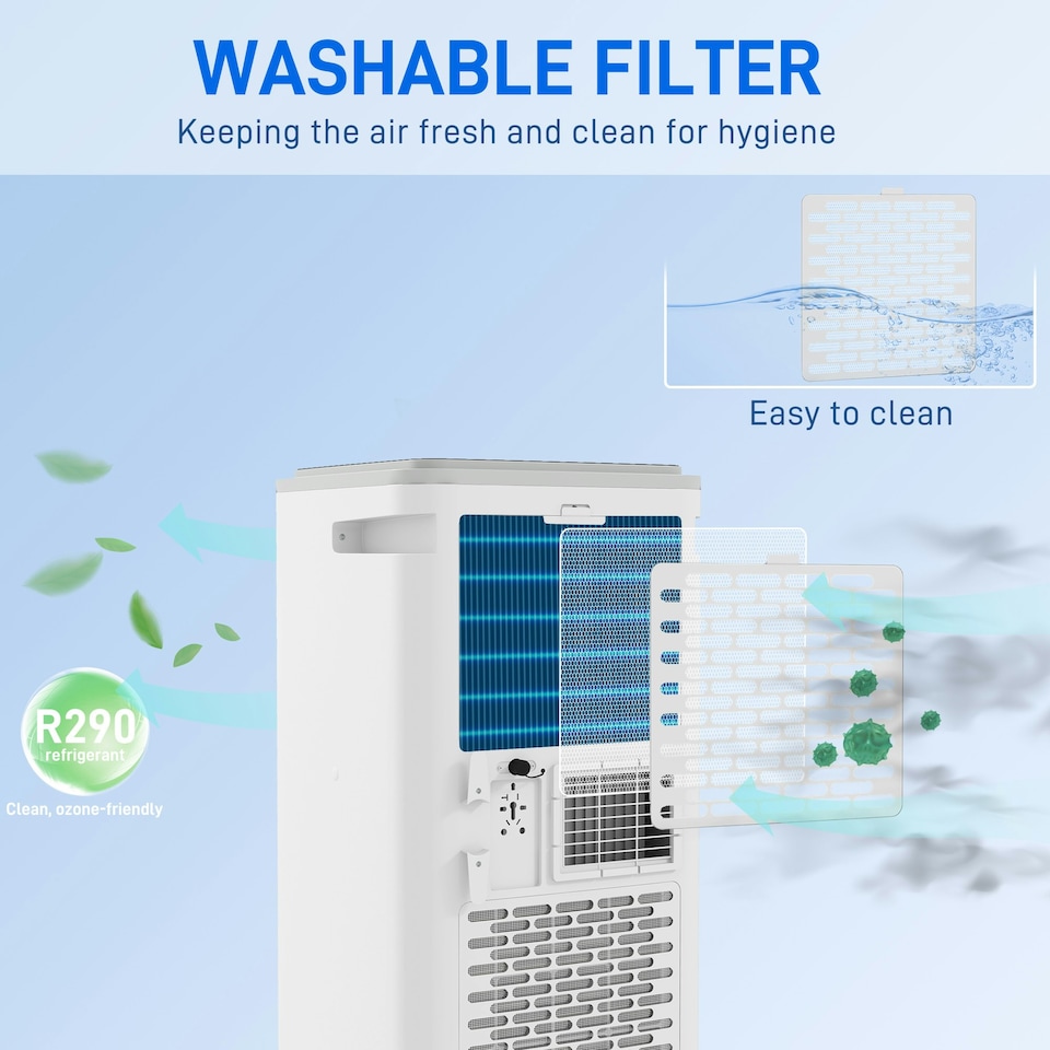 image 1 of HOMCOM 9000 BTU Portable Air Conditioner Unit with WiFi Smart App, 20m²