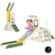 image 1 of AIYAPLAY Foldable 5 in 1 Kids Slide with Climber and Basketball Hoop, Cream