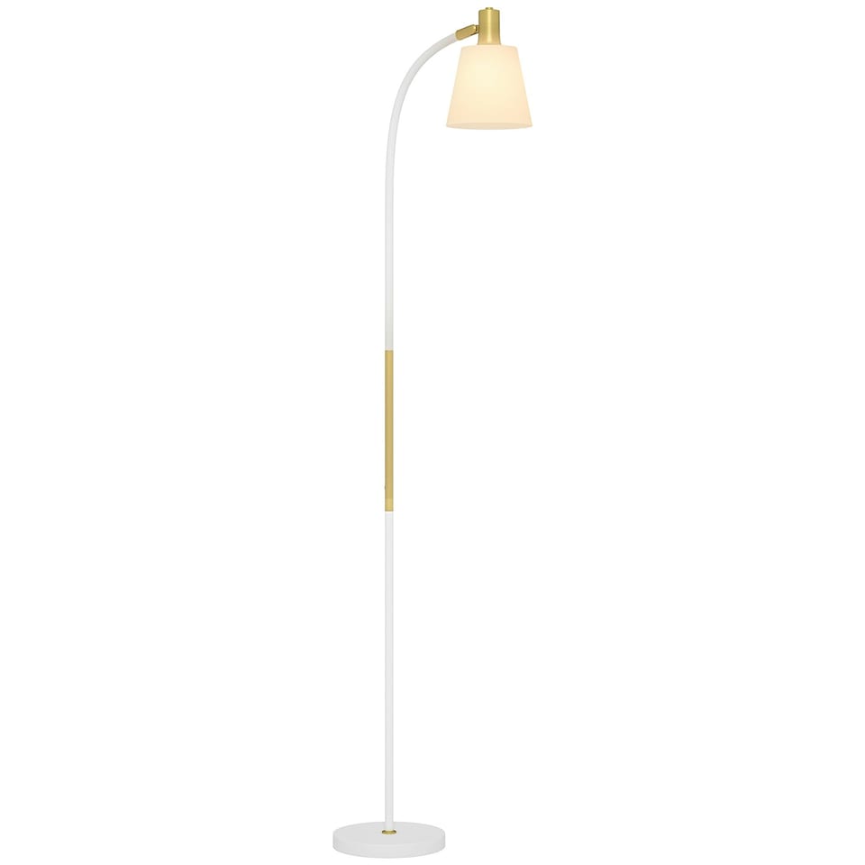image 1 of HOMCOM Spotlight Reading Standing Lamp with Adjustable Height, White White
