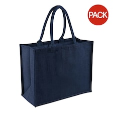 Westford Mill Classic Jute Shopper Bag (21 Litres) (Pack of 2) - Navy/Navy - One Size