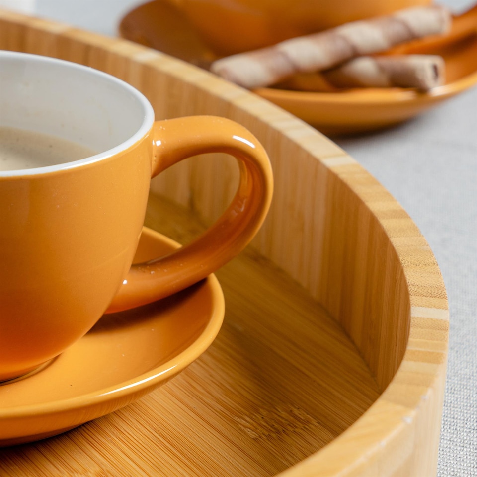 image 1 of Argon Tableware Coloured Cappuccino Cup & Saucer Set - 250ml - Yellow