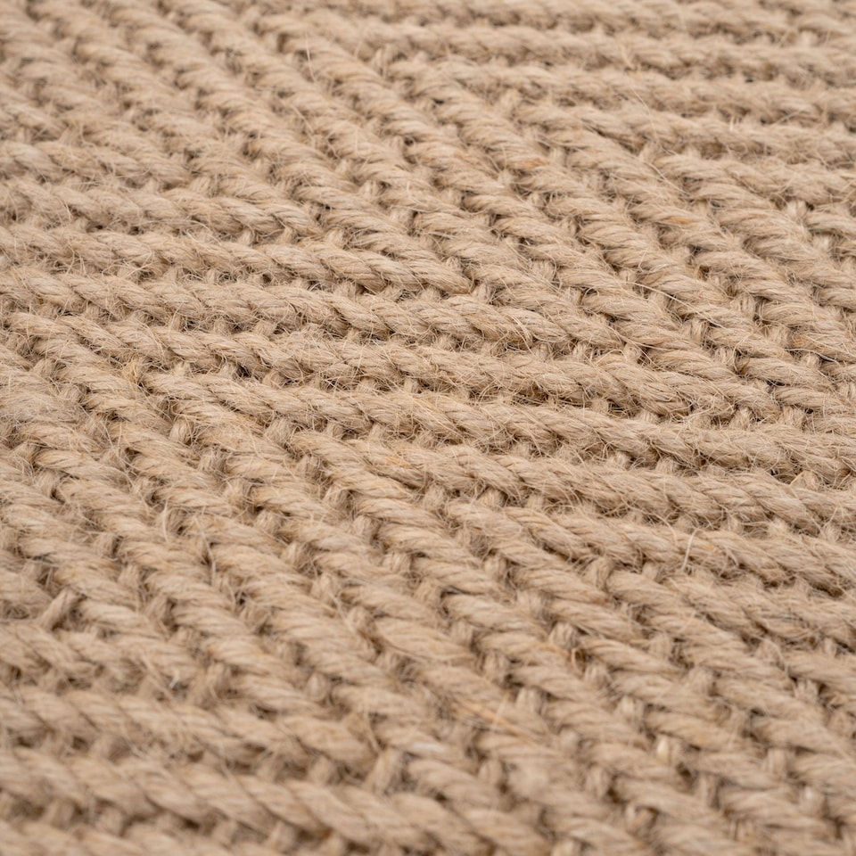image 1 of KUKOON Beige Natural Jute Herringbone Pattern Non Slip Navy Border Rug 200cm x 290cm