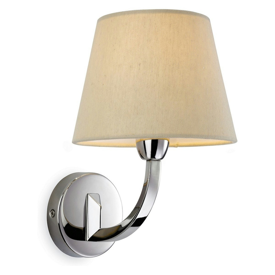 Fairmont 1 Light Single Indoor Wall Light Polished Stainless Steel, Cream Linen Shade, E14