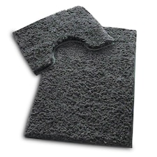 VELVETIO Bath Mats & Pedestal Mat Set Anti Slip Super Soft Water Absorbent Grey | Charcoal