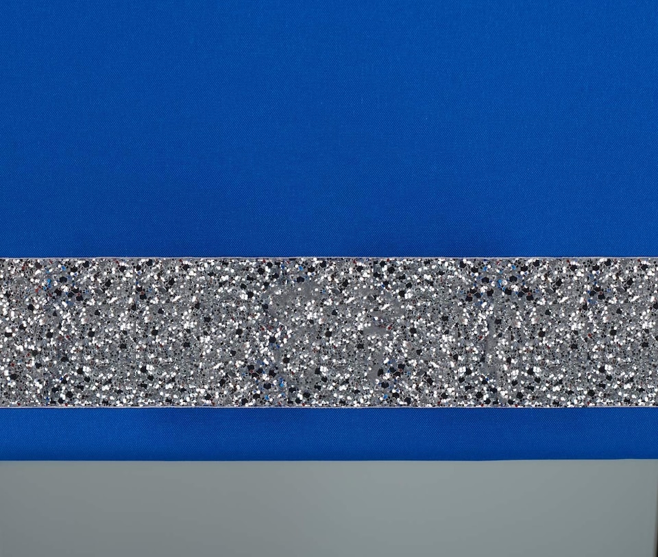 image 1 of FURNISHED Blackout Roller Blinds with Silver Glitter Trim Made to Measure | Blue | Blue | (W) 60cm x (L) 165cm