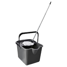 1 x 12L Metallic Cotton Mop & Bucket Set With Pouring Lip For Cleaning Floors & Tiled Surfaces