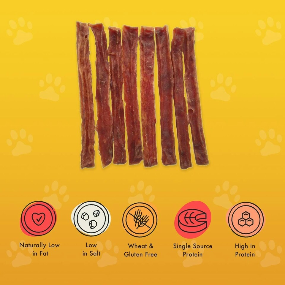 image 1 of Pet Munchies Duck Strips Dog Treats, Premium Grain Free Dog Chews with Natural Real Meat, Low in Fat and High in Protein 90g (Pack of 8)