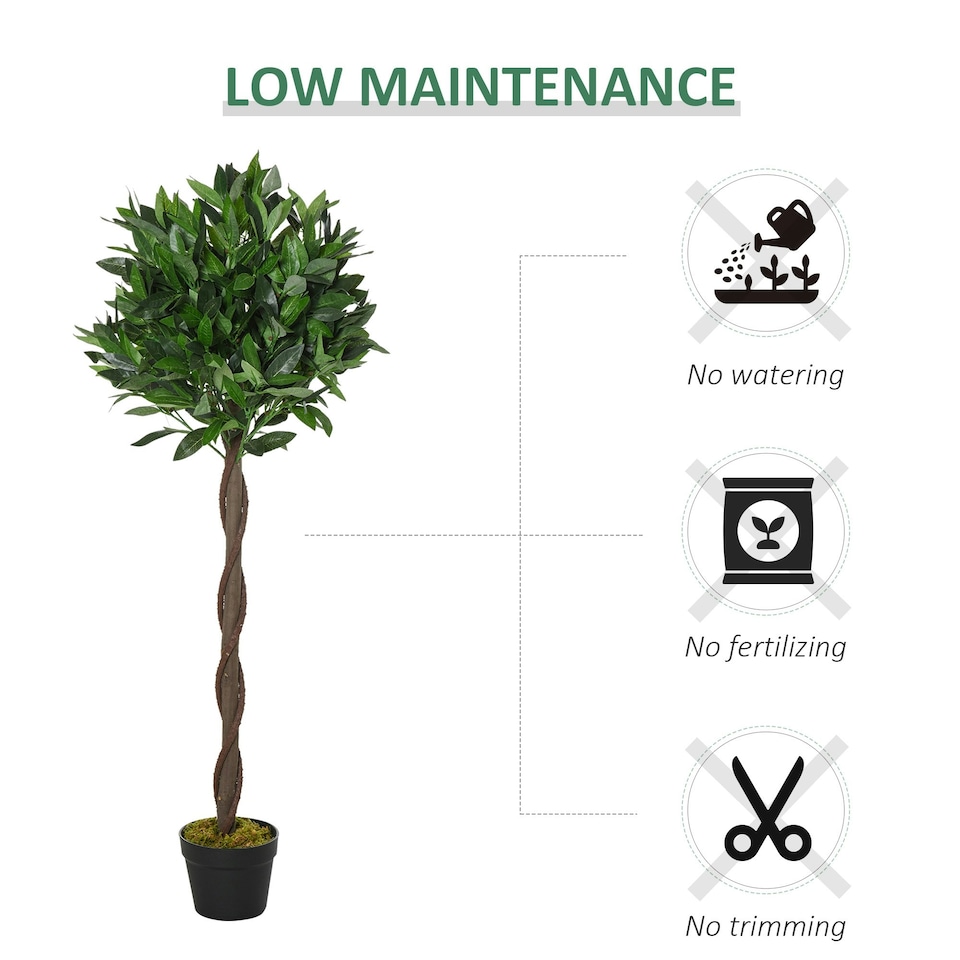 image 1 of Outsunny Set Of 2 120cm Artificial Bay Laurel Topiary Trees w/ Pot Fake