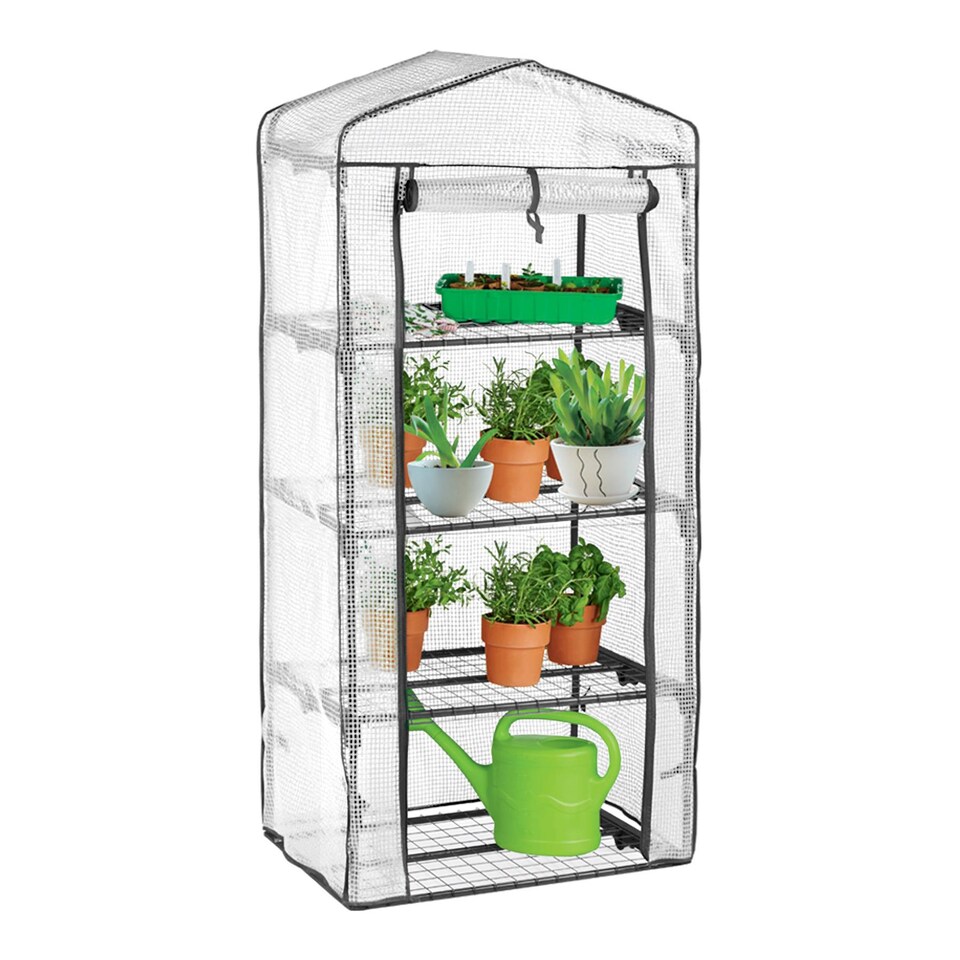 image 1 of Harbour Housewares Plastic 4 Tier Mini Greenhouse - 3ft x 6ft - White
