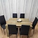image 4 of Dining Table and 6 Chairs - Rustic Effect Dining Table With 6 Black faux leather Chairs Dining Furniture Set | Black | One Size | 7