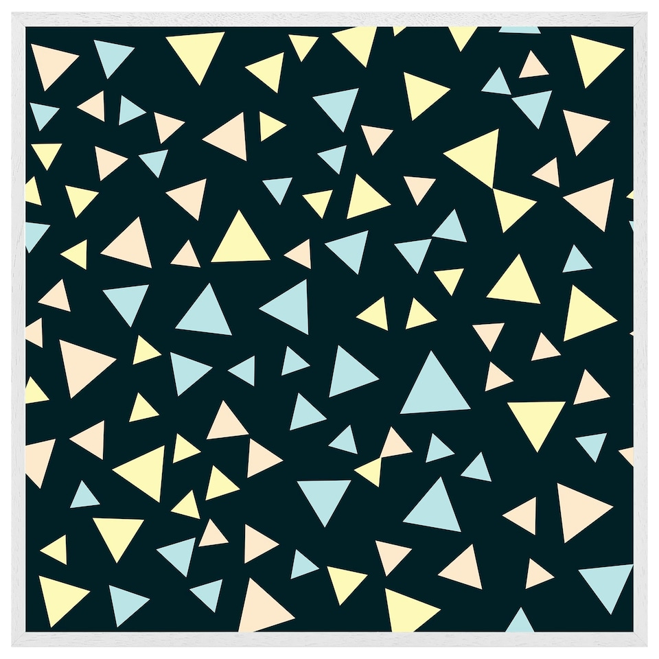image 1 of Yellow & blue triangles (Picutre Frame) White | XL