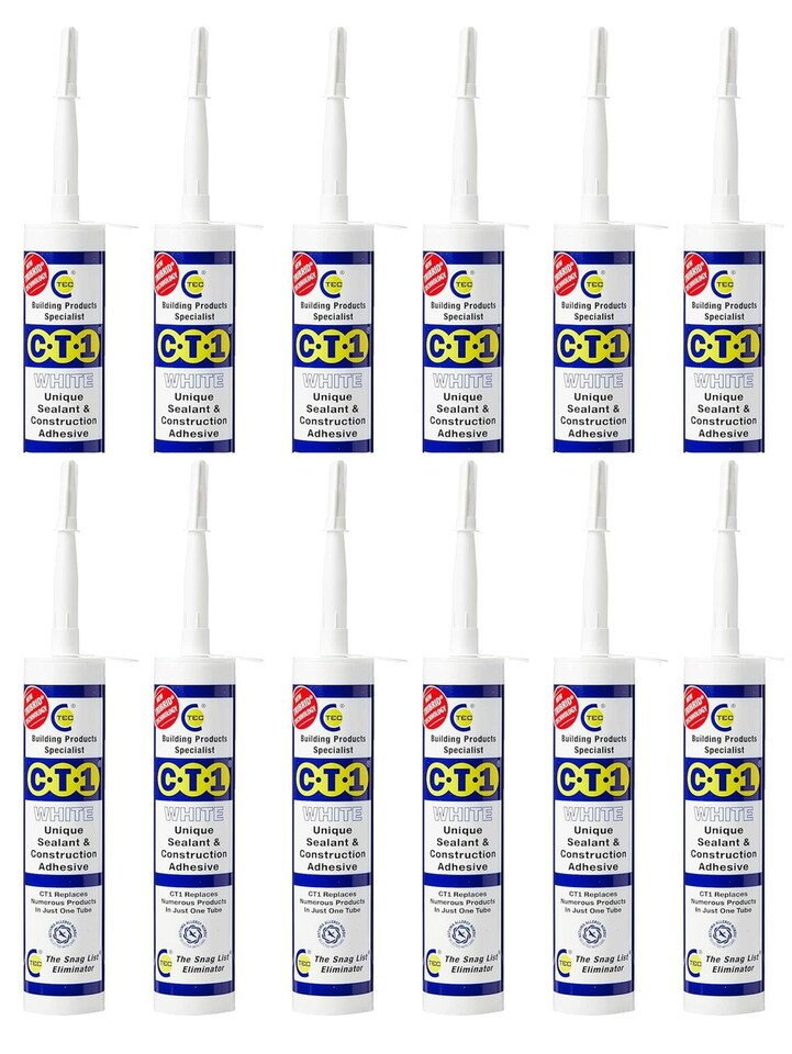 image 1 of CT1 White Construction Sealant Adhesive Tube for Virtually Any Material Pack 12