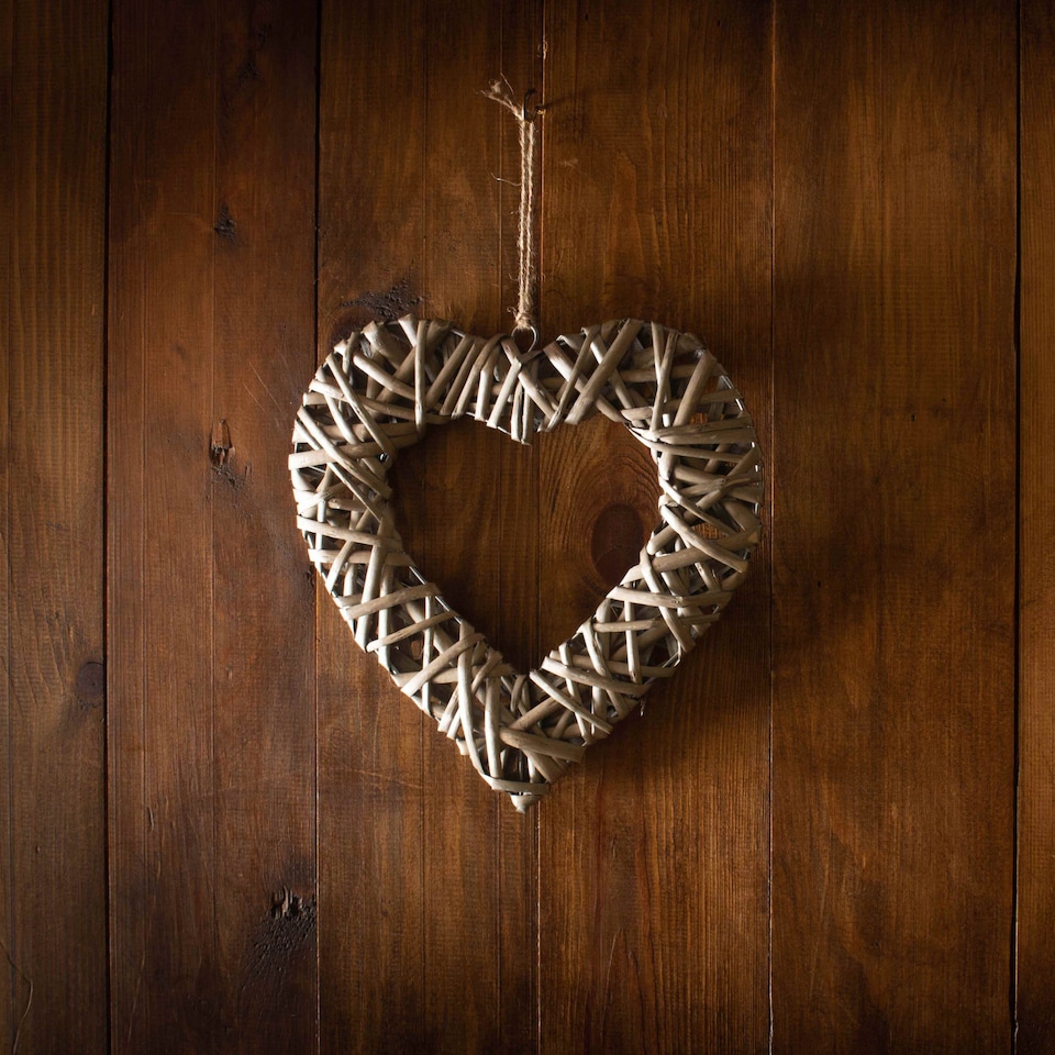 image 1 of Medium Flat Open Wicker Heart | Brown | Natural
