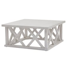 Stamford Plank Collection Square Coffee Table - Pine - L100 x W100 x H45 cm - White White