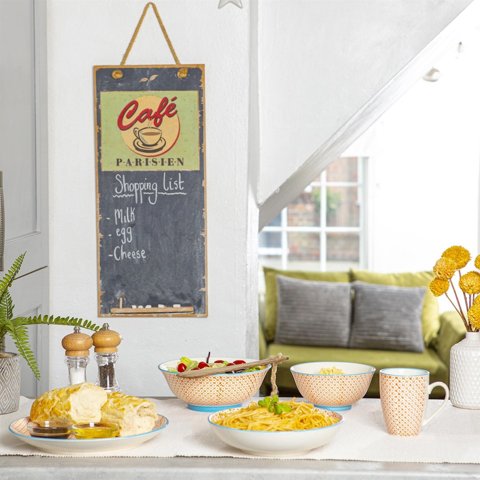 image 1 of Nicola Spring 24 Piece Hand-Printed Dinner Set - Orange