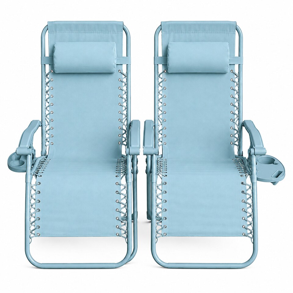 image 1 of Set of 2 Zero Gravity Reclining Foldable Garden Chairs Sun Loungers