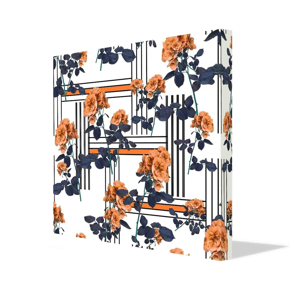 image 1 of Flowers and lines (Canvas Print) 30cm x 30cm