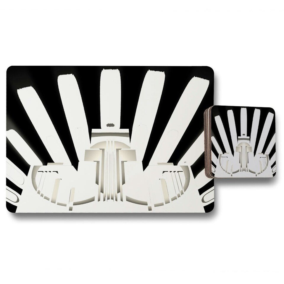 image 1 of Art Deco Skyscraper in Black & White (Placemat & Coaster Set)