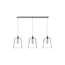 ValueLights Susie Glass Lantern 3 Drop Brushed Chrome Ceiling Light and Bulbs