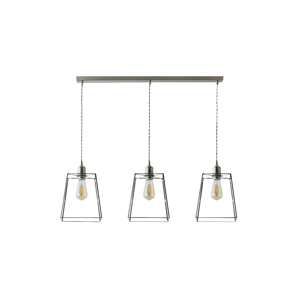 image 1 of ValueLights Susie Glass Lantern 3 Drop Brushed Chrome Ceiling Light and Bulbs