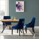 image 9 of Single Velvet Dining Chair Ergonomic Scoop Knockerback & Button Tufted Wood Legs Blue