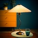 image 2 of ValueLights Wiggle Matte Black Table Lamp with Cream Tapered Shade | Black | White