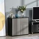 image 10 of HOMCOM Side Cabinet with 2 Door and 2 Drawer for Home Office, Grey Black