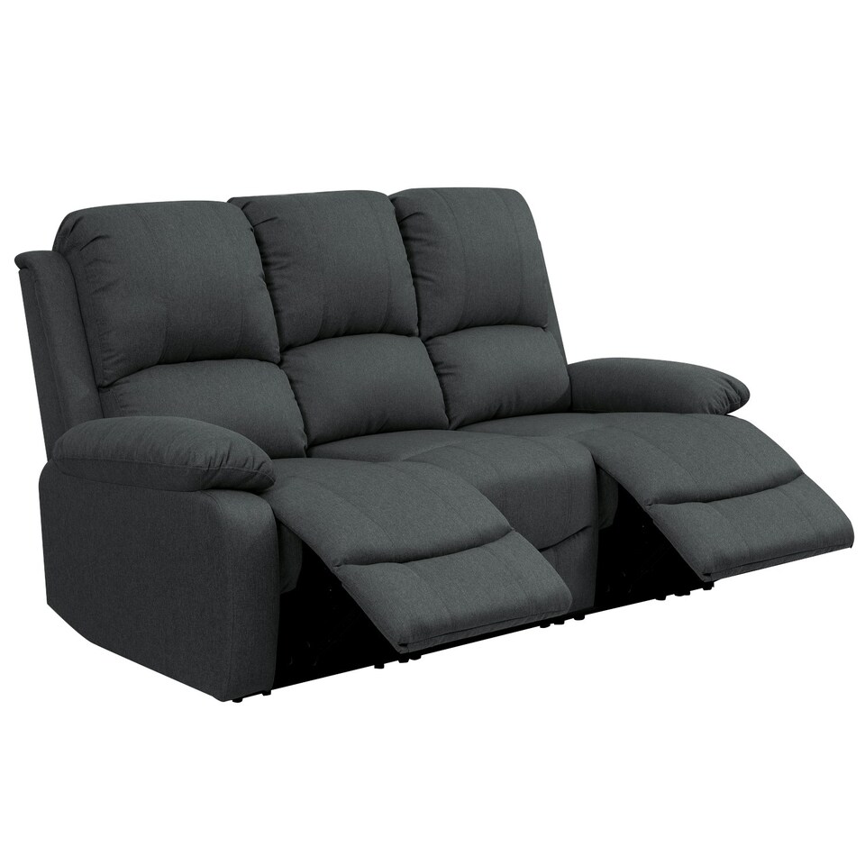image 1 of Luxury Fabric Reclining Sofa Set With 2-Seater and 3-Seater Sofa In Dark Grey