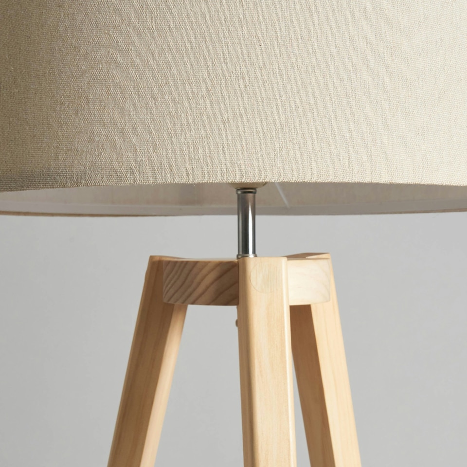 image 1 of BHS Keeley Wooden Tripod Floor Lamp | Brown | Oak | 1