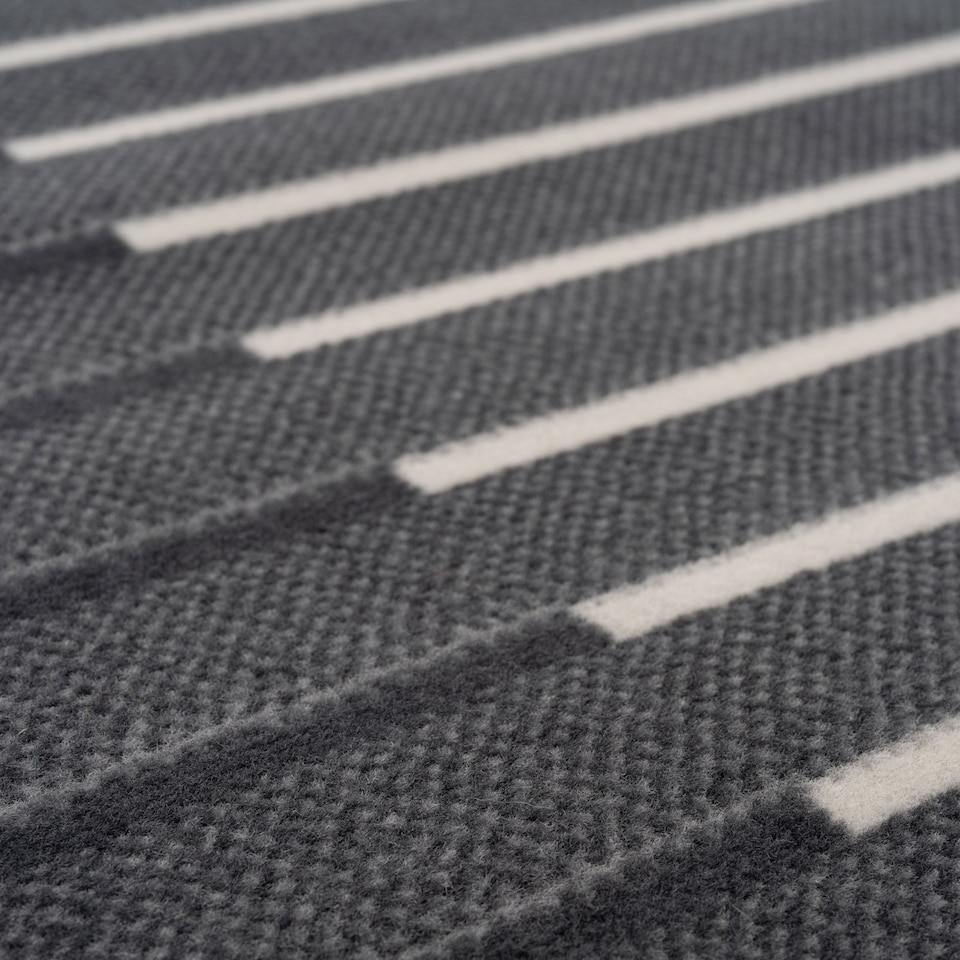 image 1 of kukoon 3ft - 39ft Grey Striped Stair Carpet Long Hallway Runner Rug 70cm x 549cm