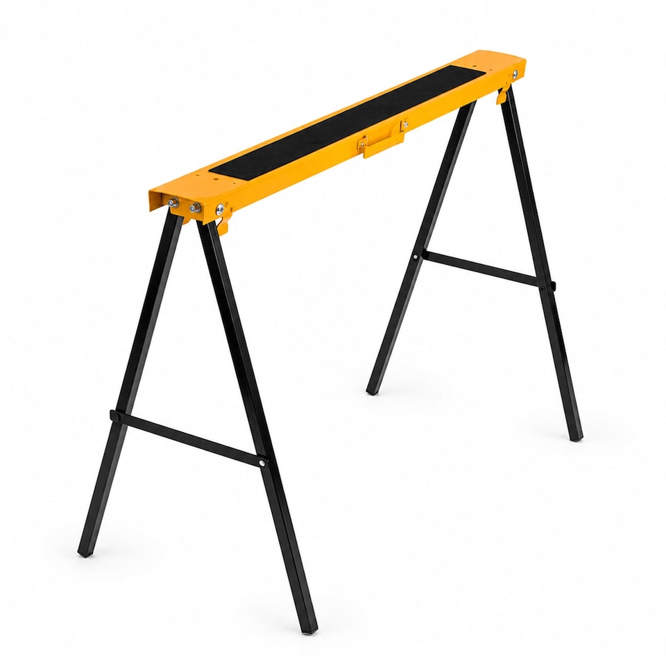 image 1 of 2x Saw DIY Garage Work Bench Carpentry Building Trestles Load 100KG | Yellow
