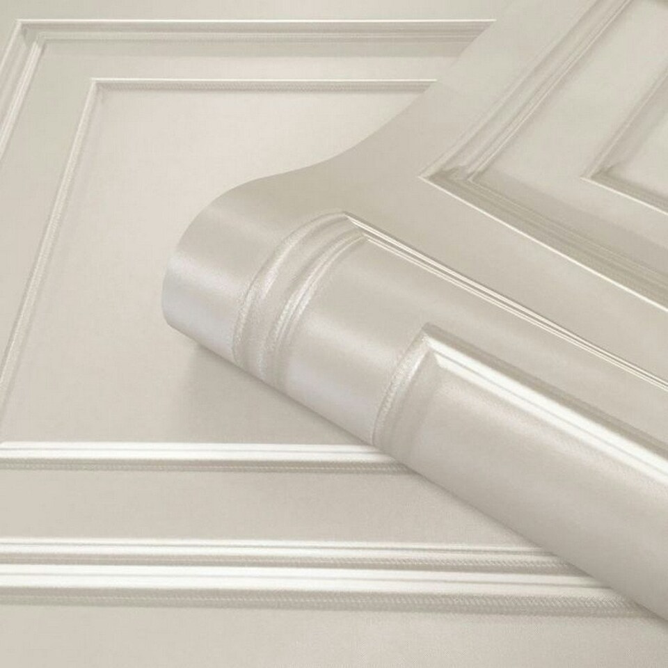 image 1 of Belgravia Amara Wood Panel Vinyl Textured Wallpaper - Cream - 10m x 53cm