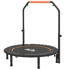 HOMCOM Foldable Mini Fitness Trampoline w Foam Handle, Orange